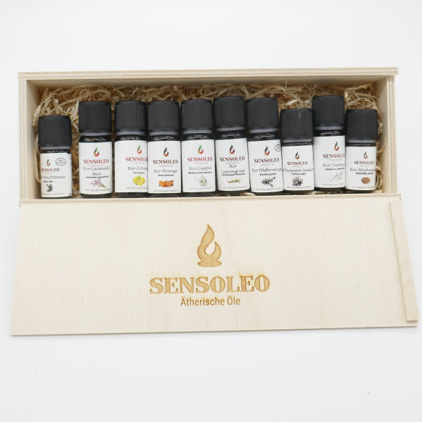 Starterset 10 Ätherische Öle in der Holzbox